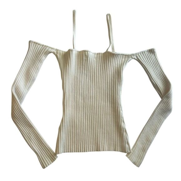 Anna Quan Ribbed Knit Off-the-Shoulder Fitted Bonnie Top AU 10 US 6 - Picture 5 of 11